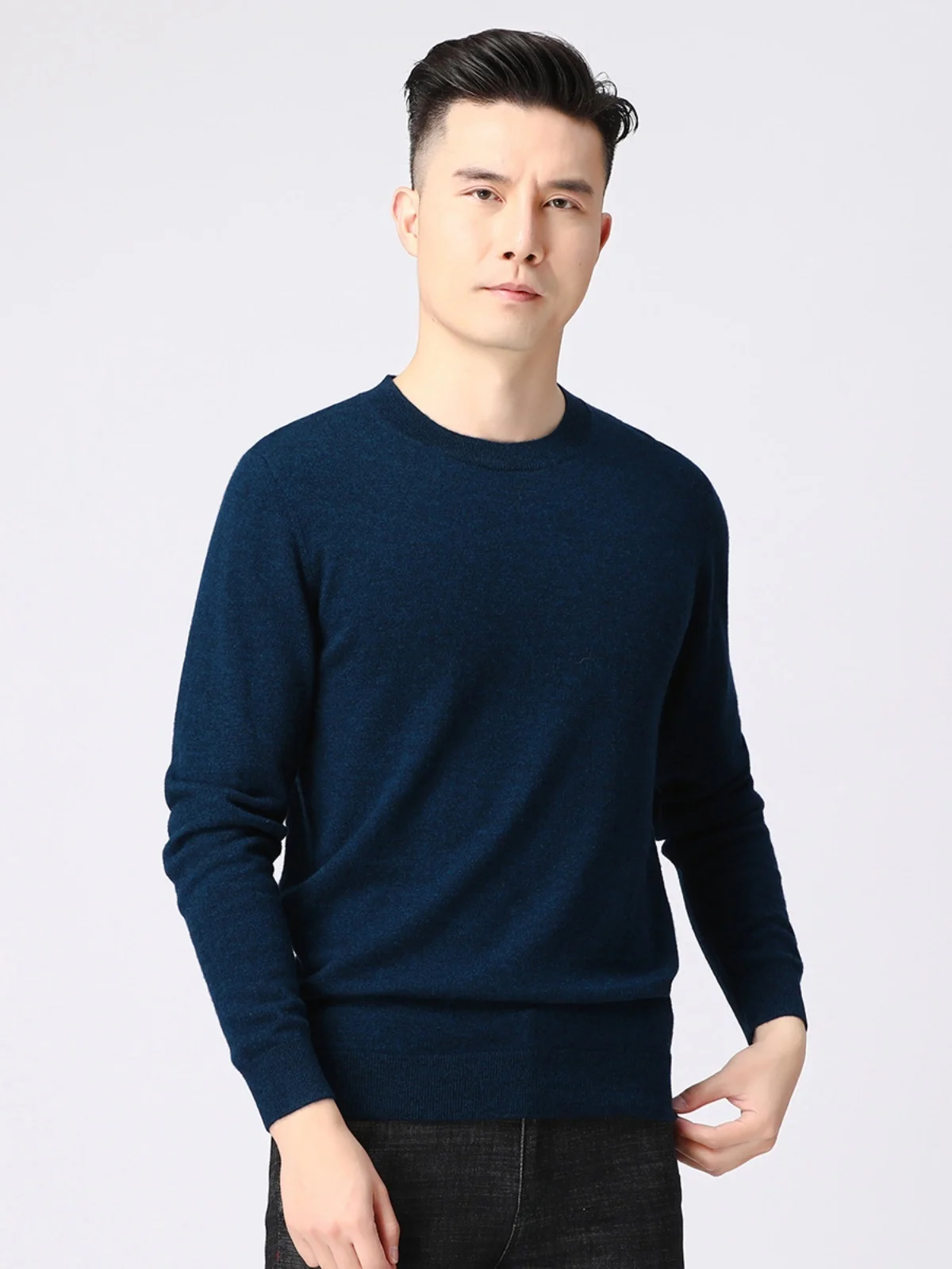 

Romeo мужской повседневный шерстяной свитер круглый теплый универсальный весенне-осенний вязаный длинный свек базового цвета свободного покроя