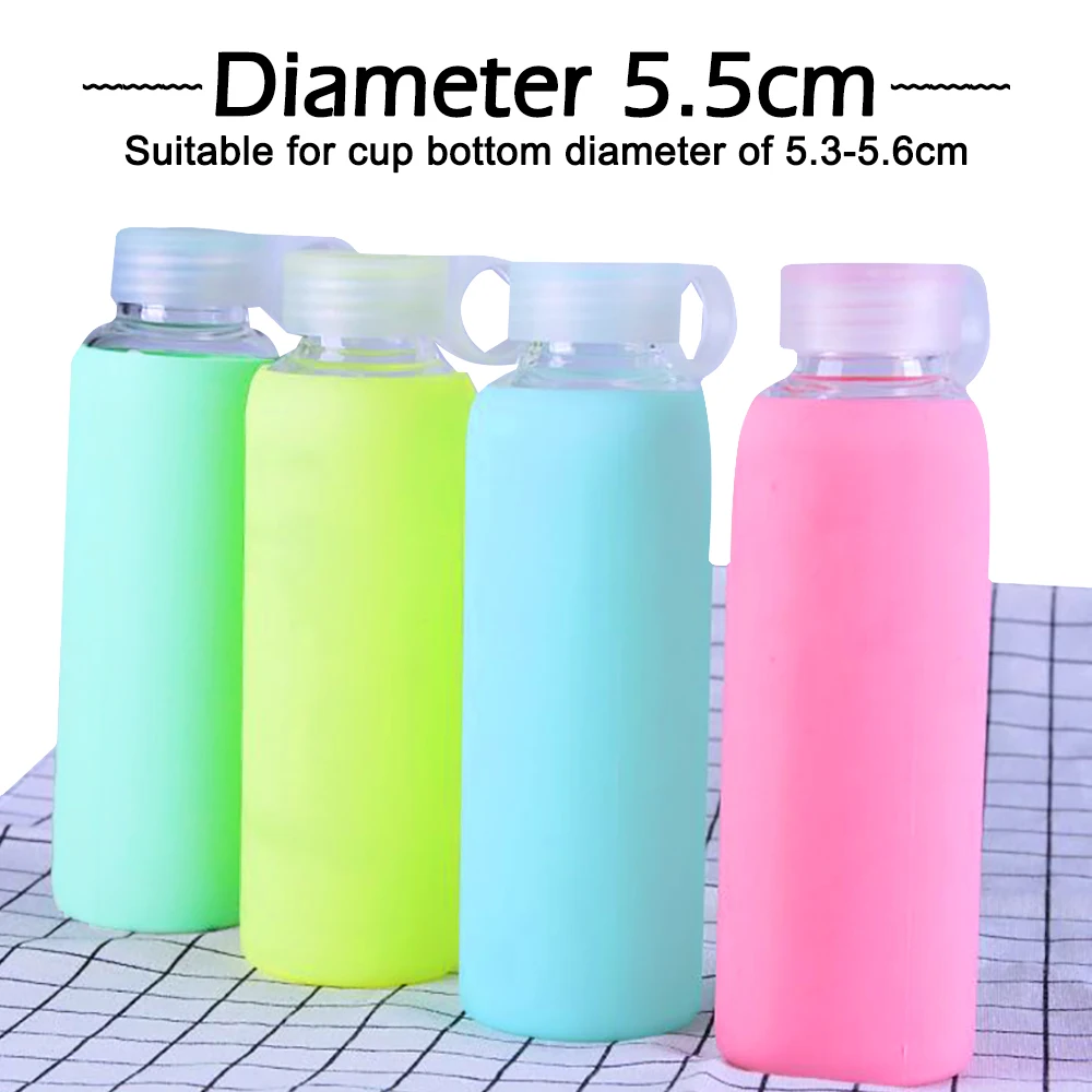 1Pc Silicone Protective Cup Cover Straight Cylinder Thermos  Non Slip Glass Water  Baby Bottle Anti Scalding And Heat Insulation