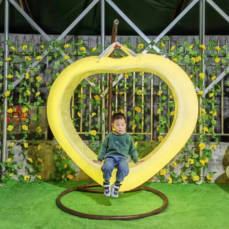 Outdoor Internet celebrity photo clock in heart swing seat solar scenic area sales department luminous love cradle hanging chair