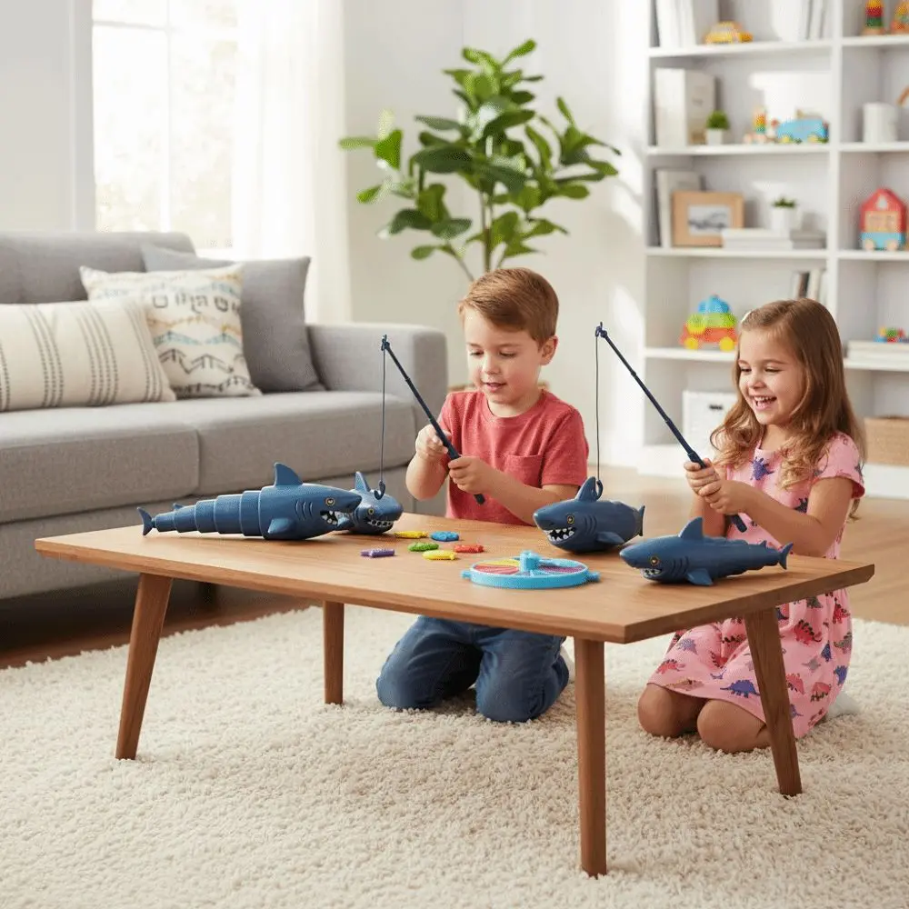 Magnetic Baby Fishing Games Fishing Rod Early Educational Electric Shark Fishing Toy Set Colorful Funny