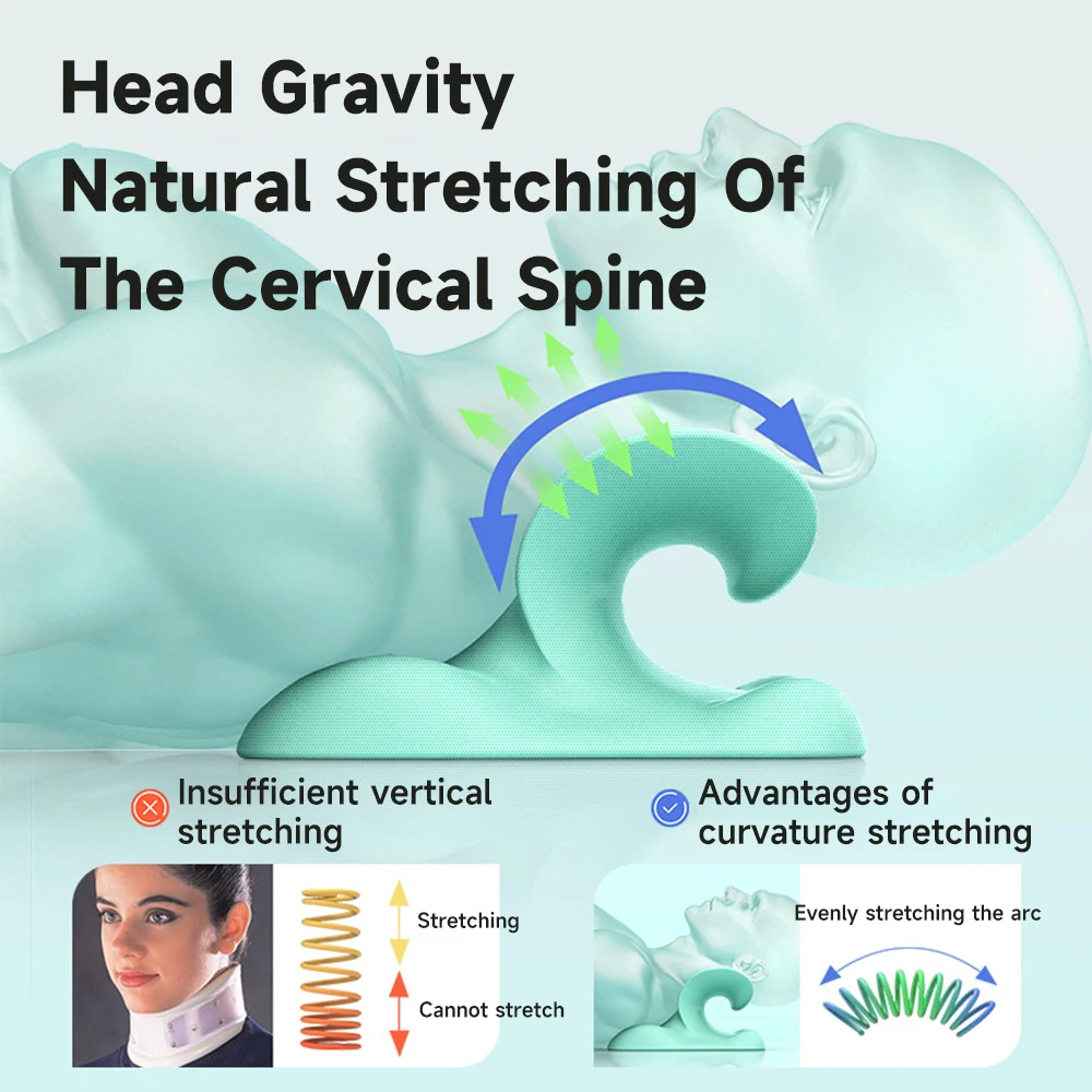 Neck Stretcher Cervical Chiropractic Traction Pillow Device Neck Shoulder Stretcher Massager Relaxer Pain Cervical Spine Brace