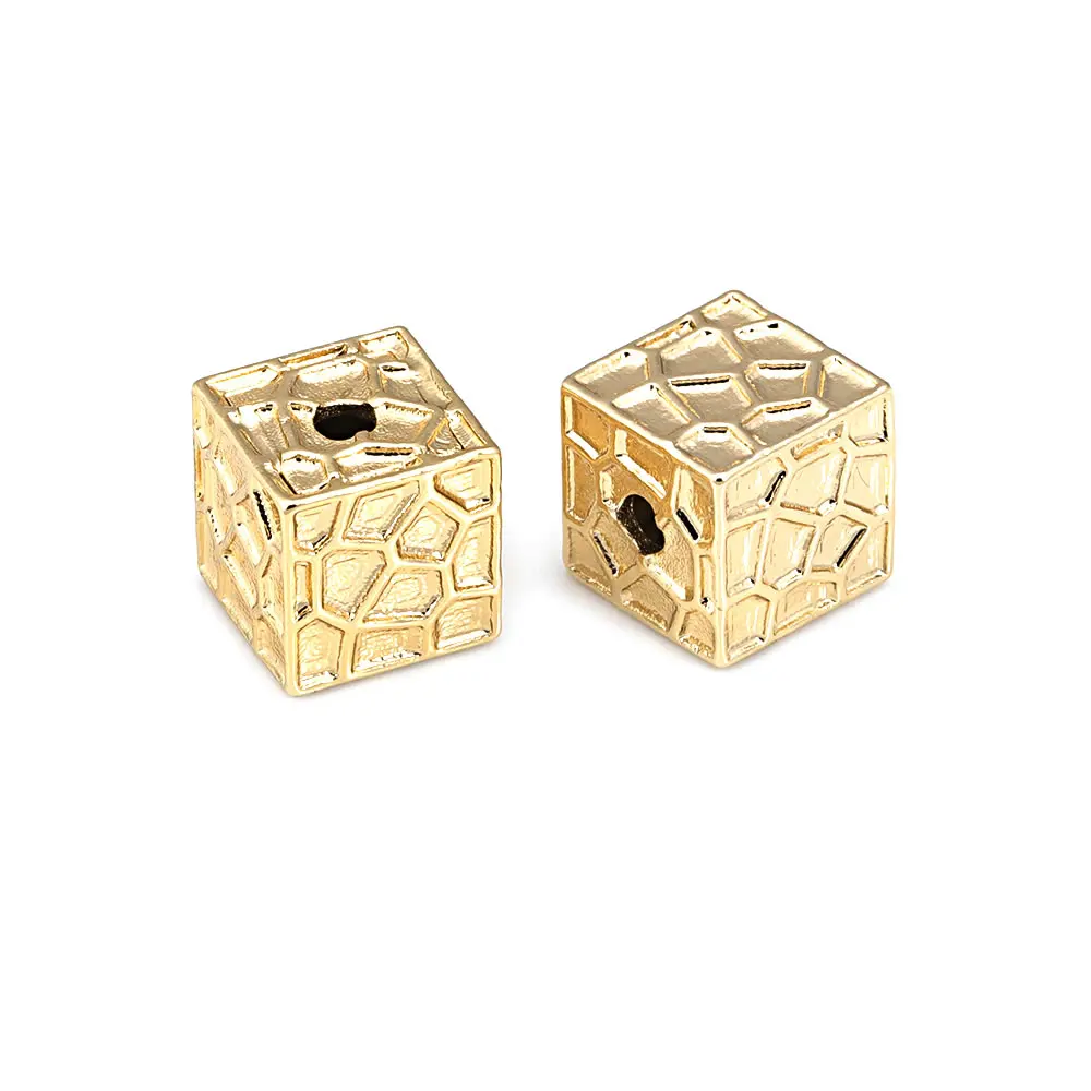 18K Gold Color Brass Square Spacer Beads Bracelet Beads High Quality Diy Jewelry Accessories Making Materials
