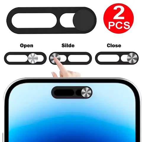 1-2 Stuks Zwart Webcam Cover voor IPhone Anti-hacker Sluiter Privacy Bescherming Slide Shield Anti-gluren voor SmartPhone Laptop Camera