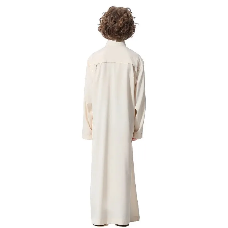 Boys Kids Muslim Dubai Saudi Dishdasha Long Sleeve Robe Thobe Jubba Islamic Clothing Abaya Middle East Arab Caftan Dress Kaftan