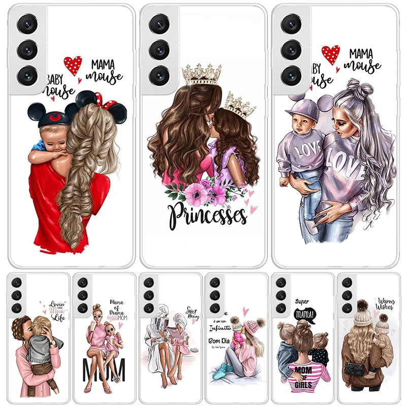 Baby Mom Girls Case Phone Cover for Samsung Galaxy S24 Ultra S23 Plus S22 + S21 S20 FE S10E S10 S9 S8 S7 Edge Trend Fundas