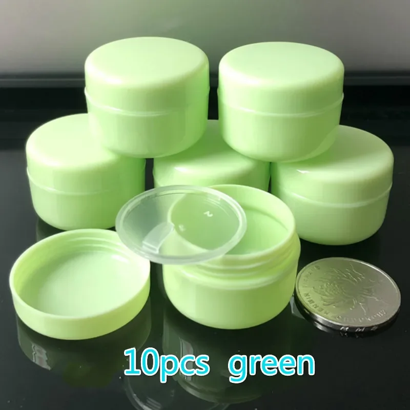 10pcs/set 10g Refillable Bottles Plastic Empty Makeup Jar Pot Travel Face Cream Lotion Cosmetic Container 5 Colors Bead Storage