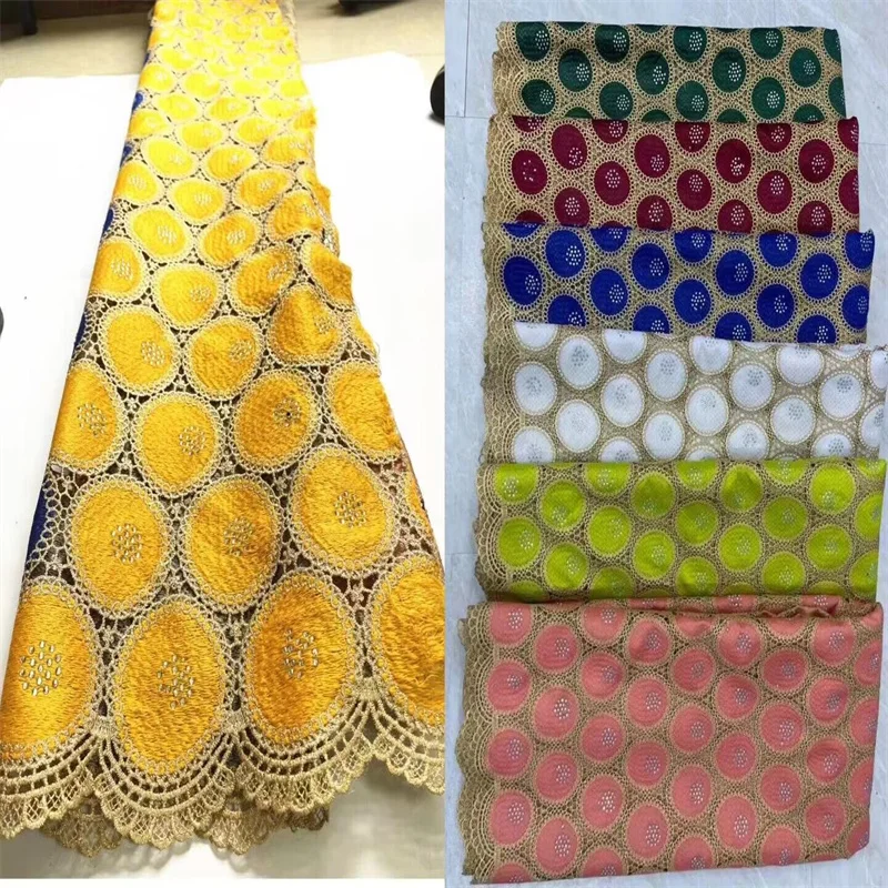 2024 Water-soluble Lace Fabric High Quality African Swiss Voile Lace With Stones Embroidery African Lace Fabric For Sew Clothes