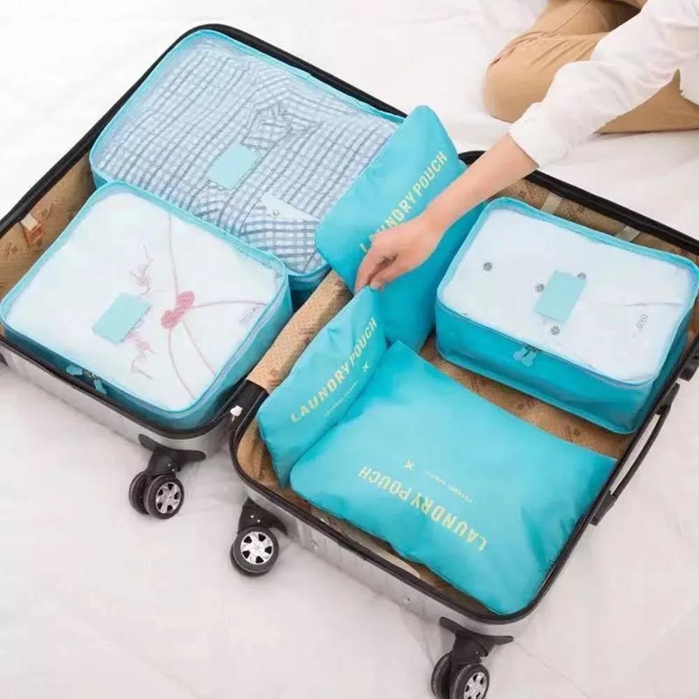 6 Kit Travel Suitcase Organizer Necessaire Bag Wa Magazine Blue