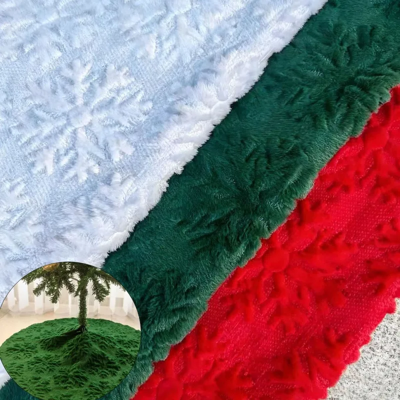 عيد الميلاد تقليد الأرنب الفراء قصيرة المخملية النسيج للتطريز ندفة الثلج نمط الديكور شجرة زخرفة خلفية القماش