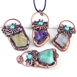 38-50mm Natural Stone Crystal Necklace for Women Amethysts Vintage Bag Pendant Jewelry Accessories Necklace Cord Length 45+5cm