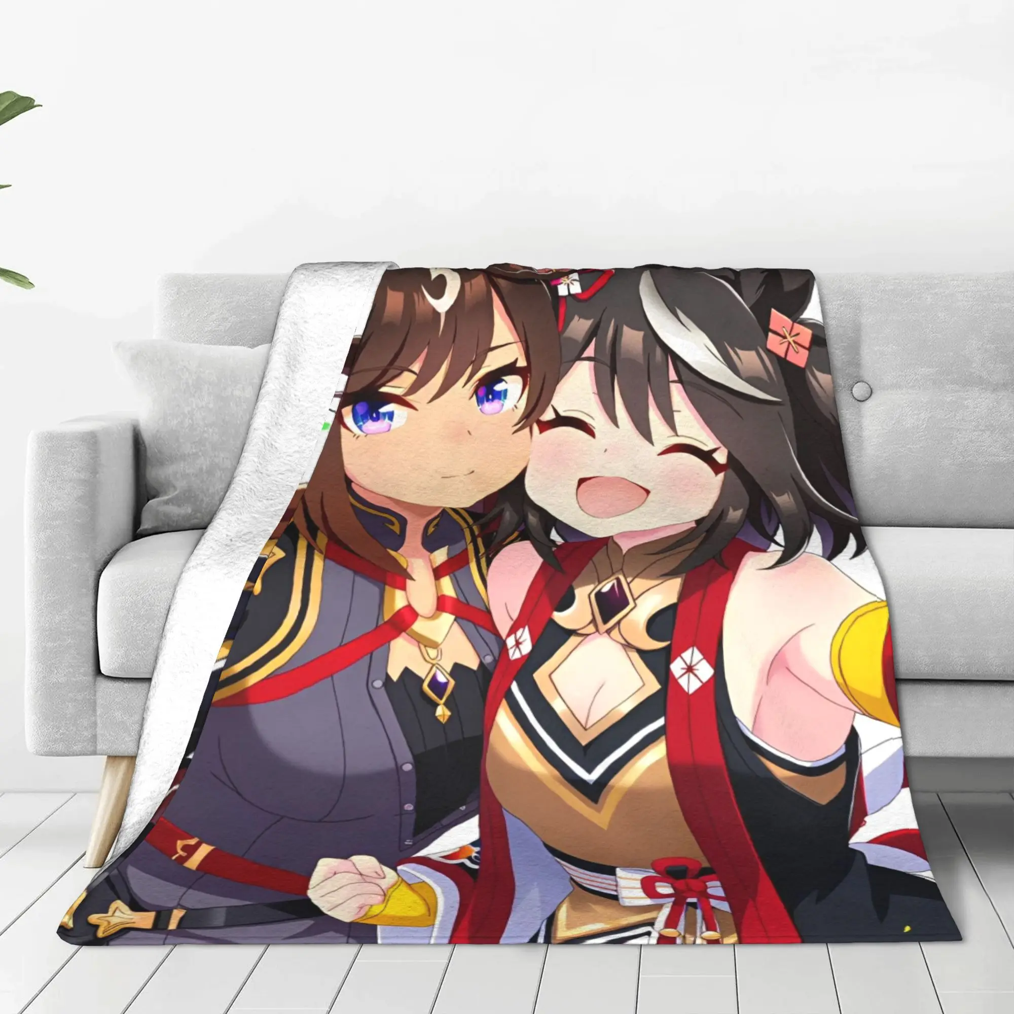 

Uma Musume Pretty Derby Blankets Coral Fleece Plush Print Breathable Lightweight Throw Blanket for Bed Car Rug Piece