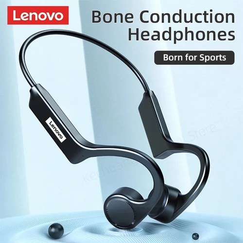 Imagen 2 del producto 10 Uds Original Lenovo X4 conducción ósea auriculares inalámbricos Bluetooth Hifi auriculares con gancho para la oreja con micrófono auriculares Sprort impermeables