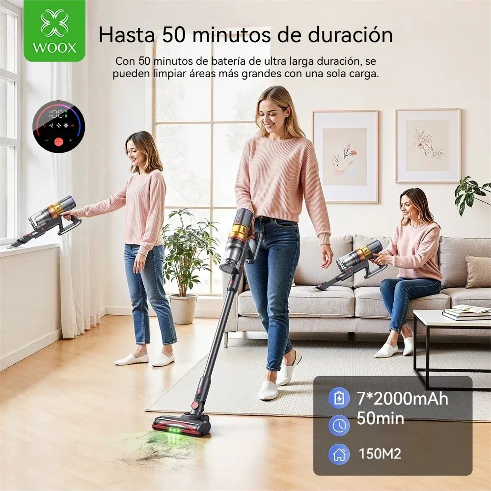 Aspirapolvere portatile senza fili, facile da pulire, con potenza di aspirazione di 27000 Pa, display LED intelligente, regolazione automatica della v