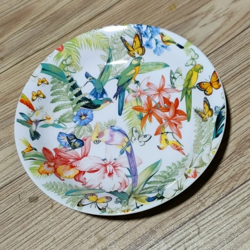 

Colorful Bird Vintage Hand Painted Ceramic Dinner Plates Food Decorative Serving Dishes Kitchen Tableware 8cm Round Plate Tray