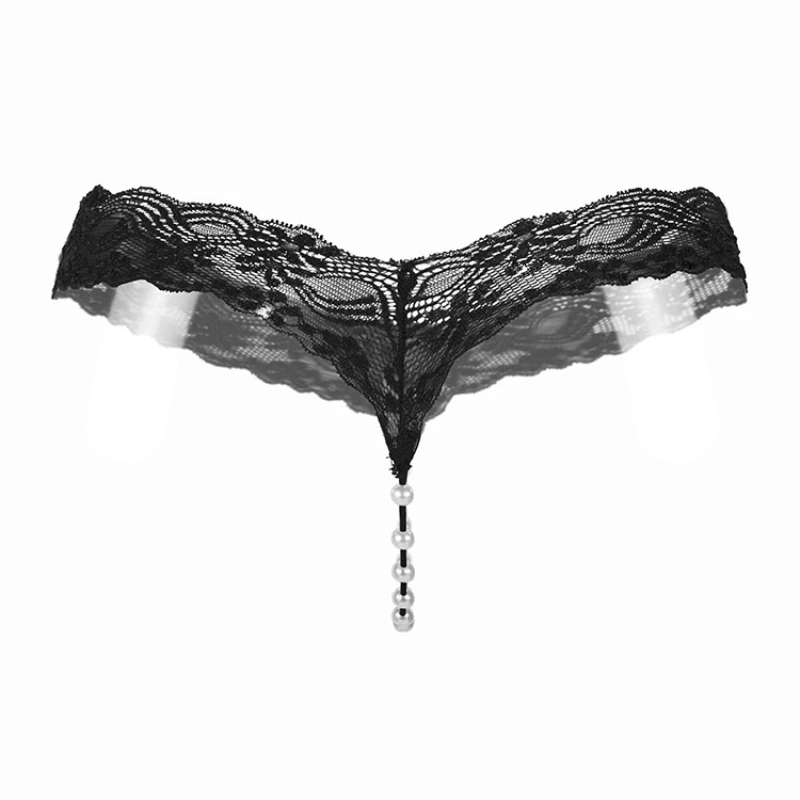 Sexy Underwear Women Erotic Sexy Lace T-Pants Pearl Massage Panties Ladies Transparent Seamless Sexy Thongs Crotchless Panties