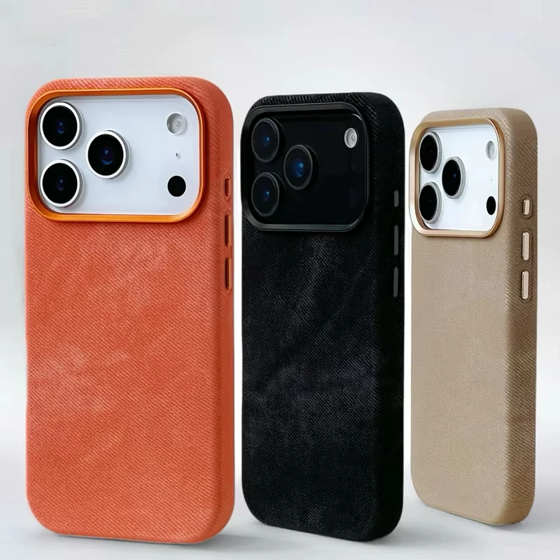 

Retro Flannel Fabric Magnetic Case For iPhone 17 17 Pro Max 16 Pro 16 15 13 14 12 Magnetic Wireless Charging Shockproof Cover