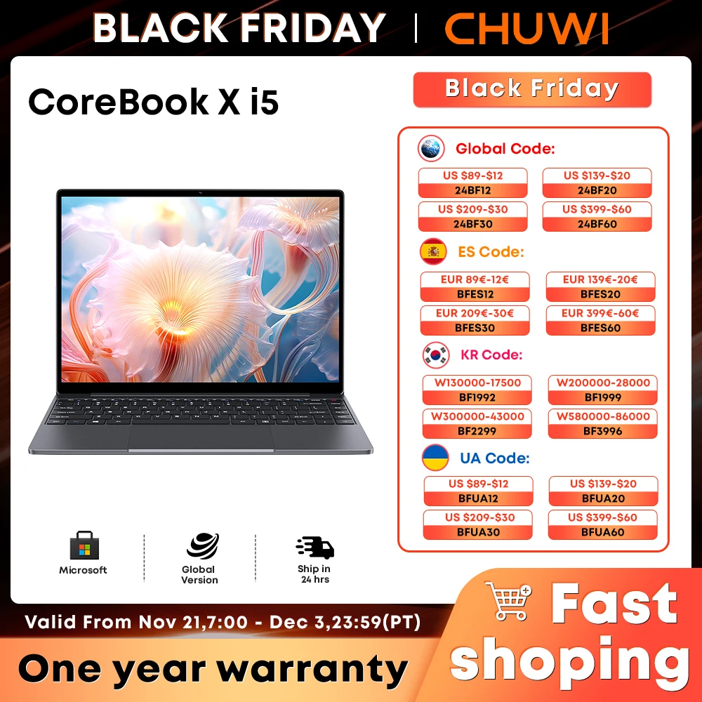 CHUWI-Ordinateur portable CorePleX Windows 11 Gaming Notebook, Expansion, Intel i5-12450H 16 Go DDR4 512 Go SSD 14 pouces FHD 2160*1440, 1 To SSD