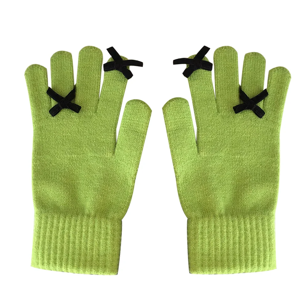 Inverno quente luvas de malha engrossar touchscreen luvas esqui equitação luvas de trabalho guantes estiramento luvas de dedo cheio y2k emo