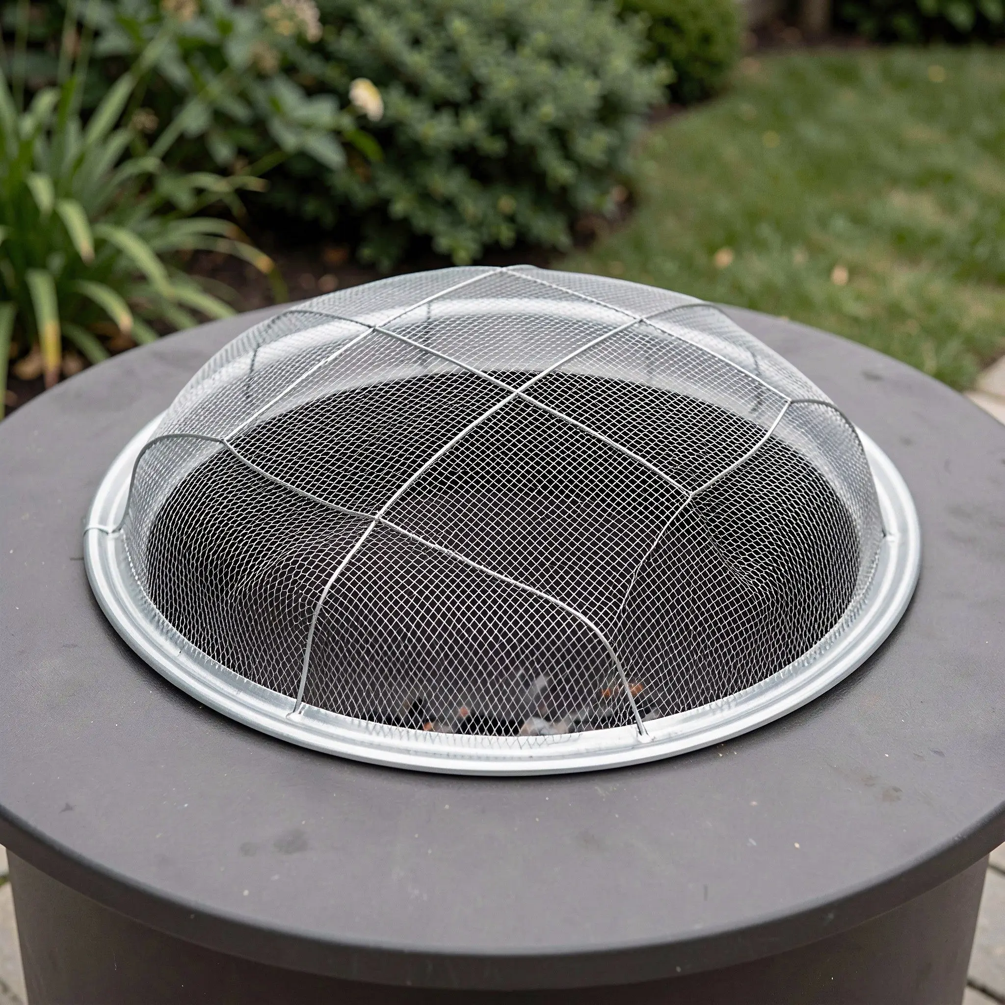 Fire Pit Spark Screen Cover Steel Mesh Fire Screen 16.5 Inch Round Fire Pit Guard Cover Outdoor Bonfire Snuffer Lid Shield Cover view 6