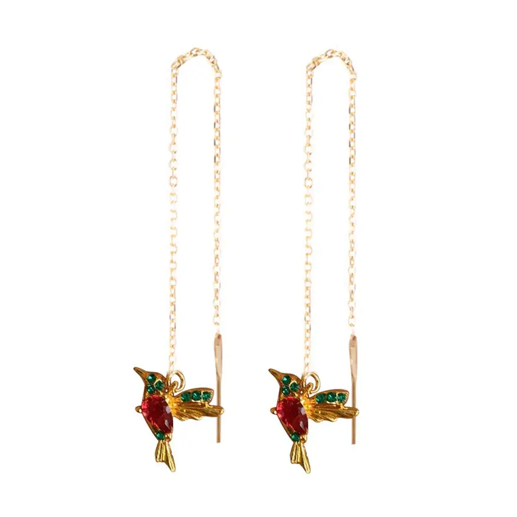 Pendientes colgantes de circón para mujer, colgante largo de colibrí, joyería de moda, extensión de Ala