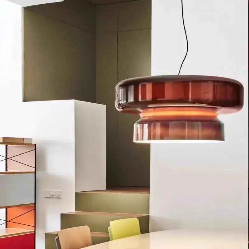 

2026 for Nordic Style LED Pendant Light for Dining Room Bedroom Ceiling Lamp with Colored Glass Modern Minimalist Home Decor