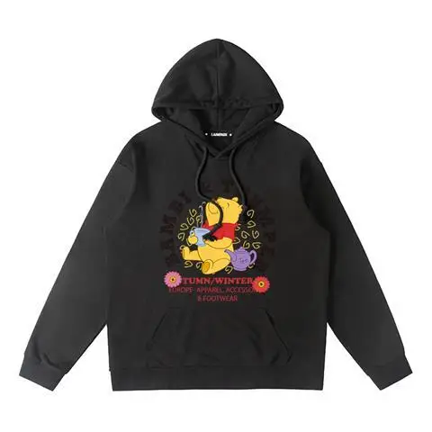 

Disney Winnie The Pooh Hoodie Unisex Cotton Fleece Pullover 2025 Autumn Winter Graphic Sweatshirt Black Base Pooh Bear Holding