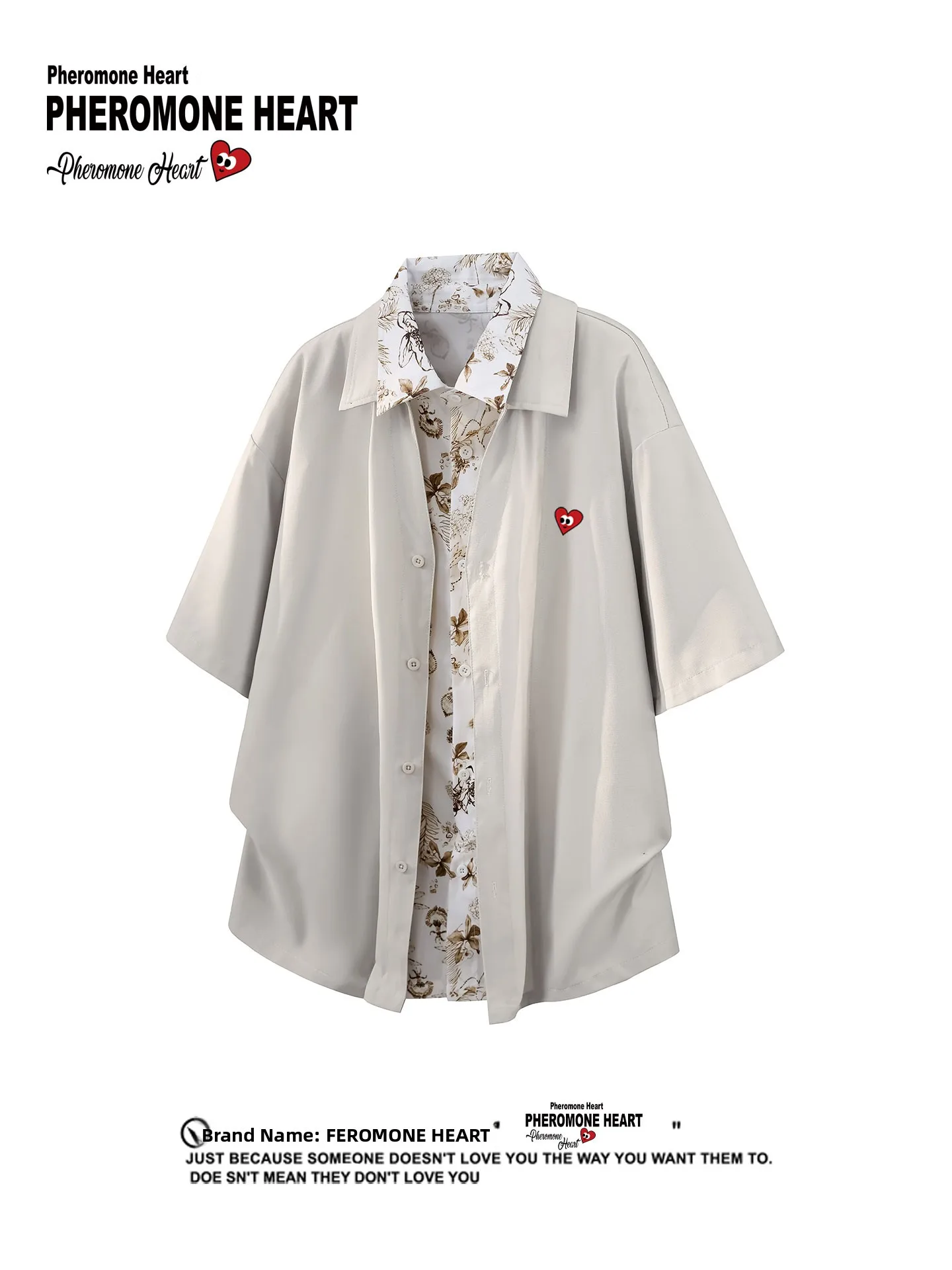 

Play Hei Hong Kong Sle Spliced Ice Silk Flower Collar ort Sve ex irt Trendy Casual Summer irt for Men And Women