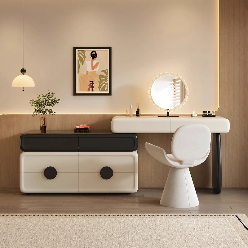 

Light Aesthetic Dressing Table Round Luxury Bedroom Black Dressing Table Lady White Espelho Grande Para Quarto Home Accessories