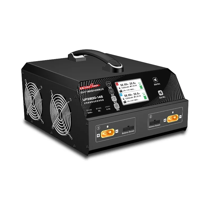 UP2800-14S 2800W Dual Port Smart Charger, 10-28A Adjustable for 6-14S LiPo/LiHv/Smart Battery, 1.5A Balance & Storage Mode