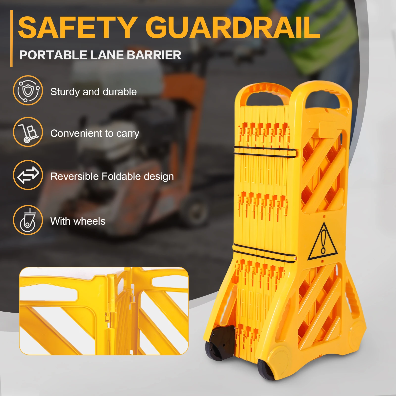 

Expandable Barricade Gate with Wheels Commercial Safety Barriers Folding Portable Barrier for Construction Traffic Accessories