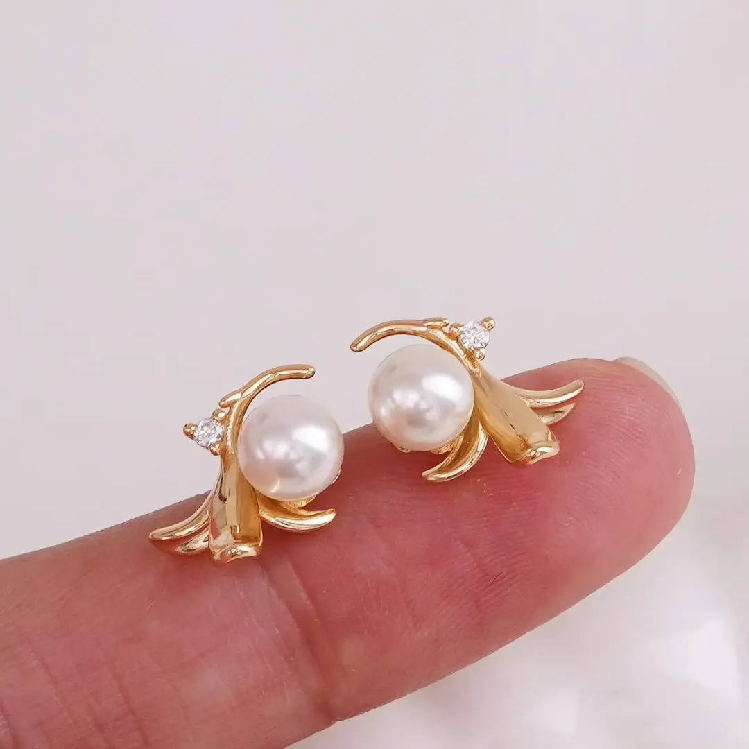 

S925 Sterling Silver Earrings Base Findings Mountings Jewelry Mounts Fittings Accessories for 6-7mm Pearls 3 pairs/lot