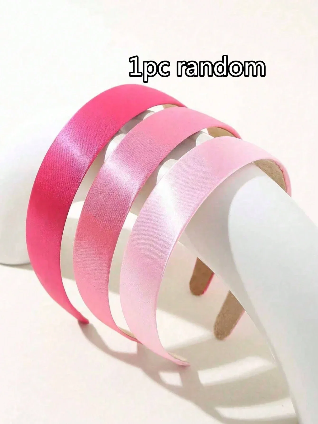 3pcs Wide Pink Satin Headbands For Women Hair Accessories