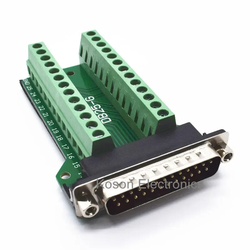 DB25 D-SUB Male 25Pin Plug Breakout PCB Board 2 Row Terminals Connectors