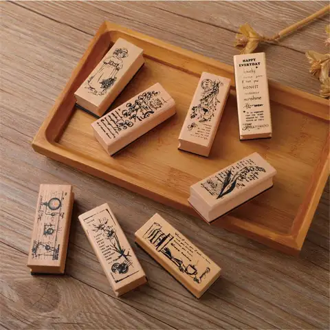 빈티지 고무 스탬프, 스크랩북 문구류 도장, DIY 공예 장식, 잔디 나무