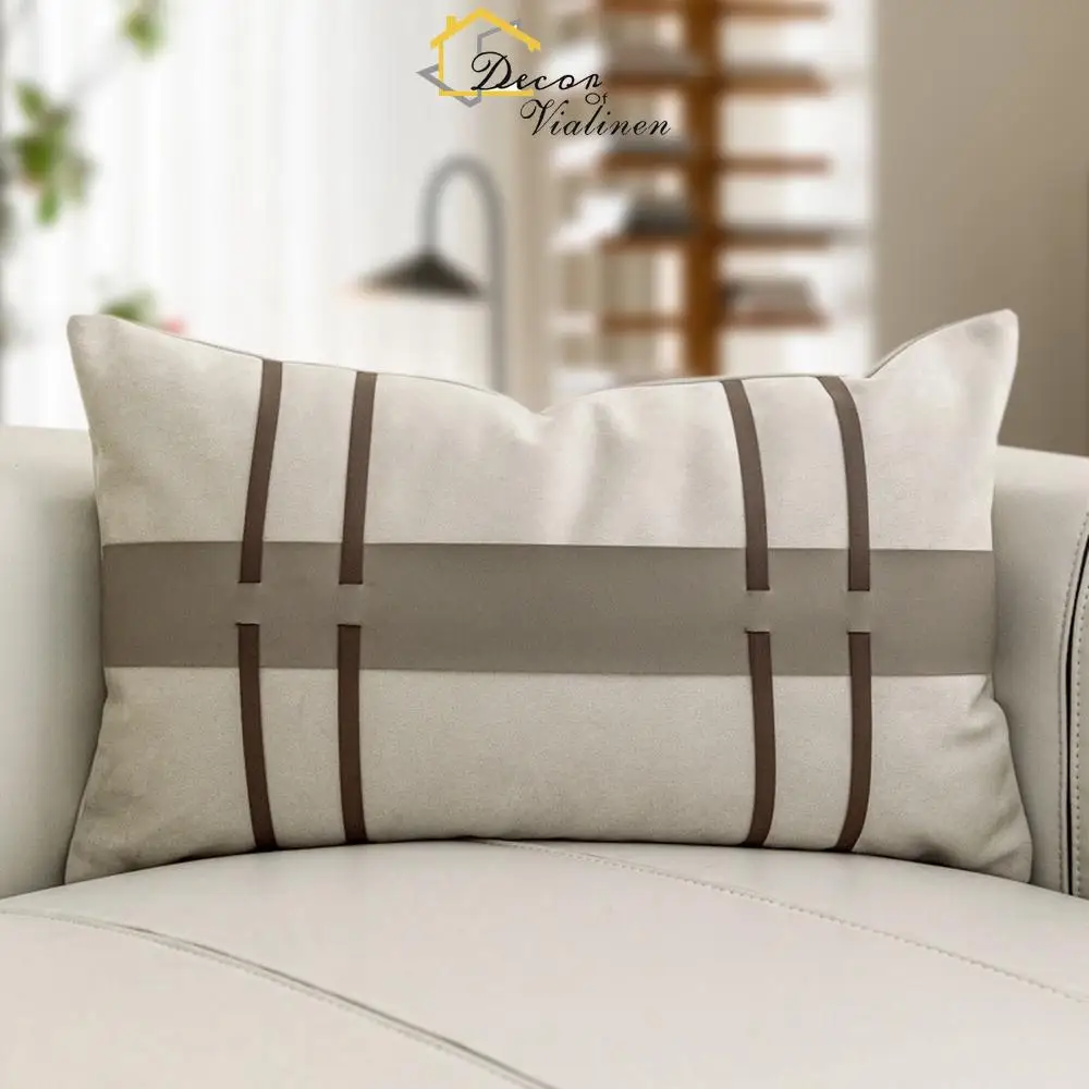 Modern minimalist model room sofa waist cushion hotel homestay soft decoration pillow beige waist pillow light luxury pillow str