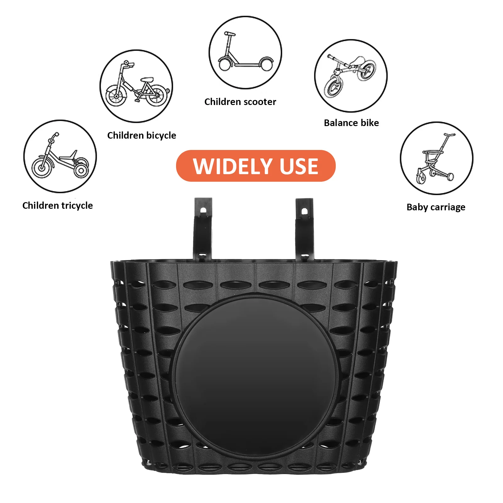 BESPORTBLE Plastic Children Basket Detachable Bike Storage Basket for Kids Bike (Black) bike basket plastic bike basket