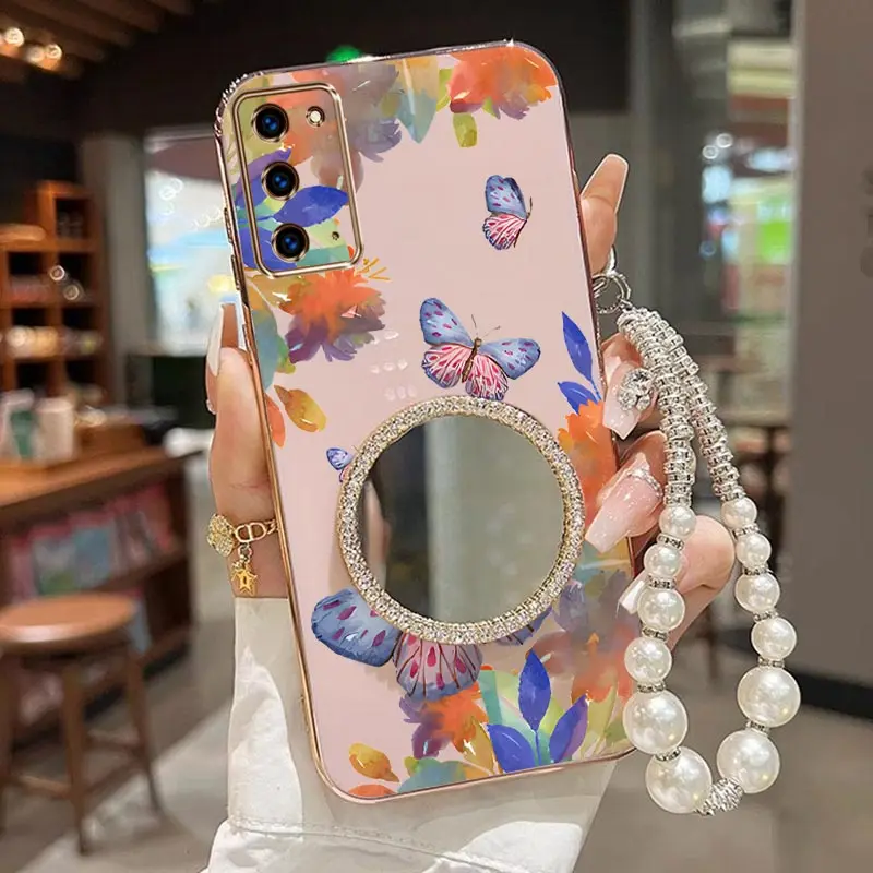 

Чехол для телефона N ote 20, браслет с нежным цветком, покрытие для Samsung Note 20Ultra 10Plus M52 20Plus 10 9 M55 M31 M53 M15 M54 Cover