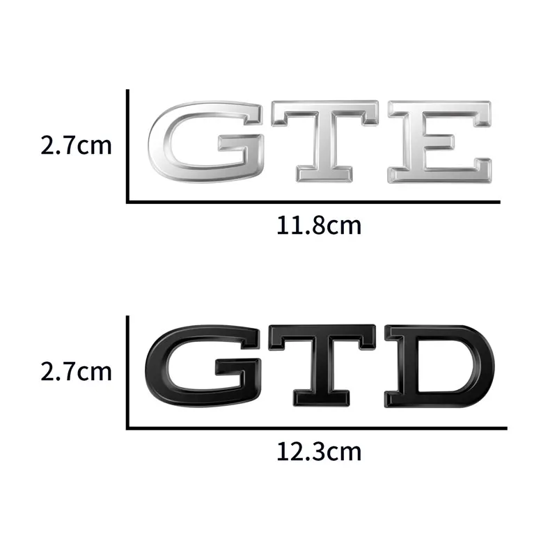 شعار شعار GTD GTE ، معدن كروم ثلاثي الأبعاد ، فضي ، أسود ، شارة درابزين جانبية ، ملصق سيارة خلفي ، اكسسوارات السيارات