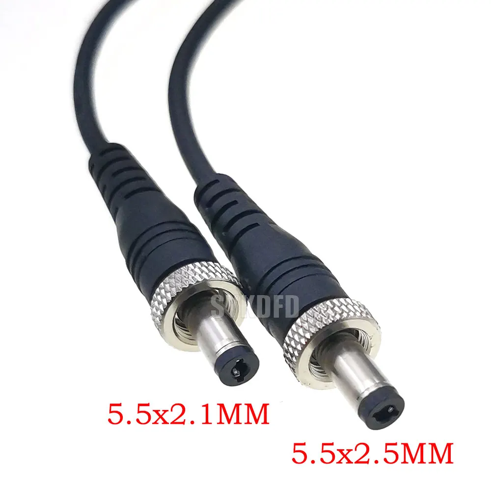 1 Pcs Lockable 5.5 x 2.5mm 5.5 x 2.1mm DC Male Power Plug with Screw Nut Locking Connector DC Power extension cord 25cm