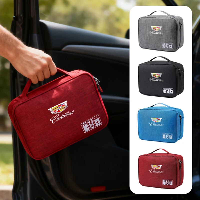 Bolsa de Armazenamento Digital para Carro, Organizador de Cabos USB, Acessórios para Cadillac Logo Escalade CTS ATS SRX XTS XT5 STS CT5 CT6 BLS XLR