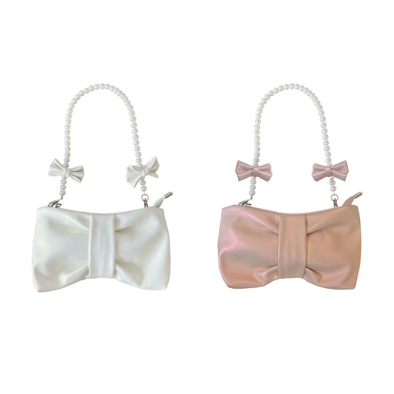 

Pearlescent Underarm Bag Bow Evening Bag Pearl Chain Shoulder Bag Handbag Crossbody Bag Surprise Gift for Girlfriend