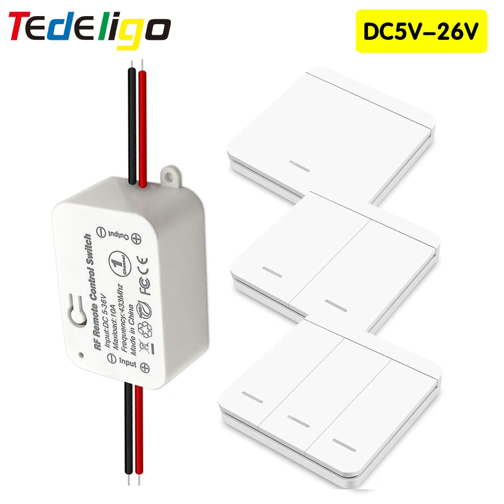 Remote Control Switch 433 Mhz Rf Transmitter and Receiver Module DC12V 24V 36V 1CH Relay Receiver Smart Home Remote Controls