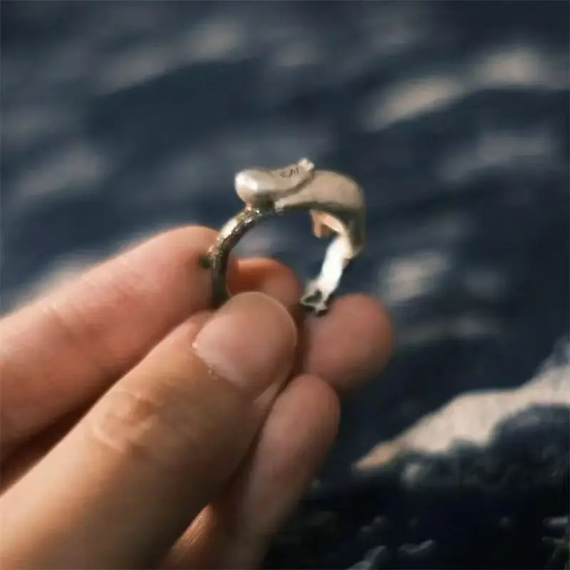 Moomin-Ring, neuer kreativer Cartoon- und niedlicher, sehr attraktiver, modischer, einfacher, vielseitiger, verstellbarer Paarring, Geburtstagsgeschenk – Detail 5