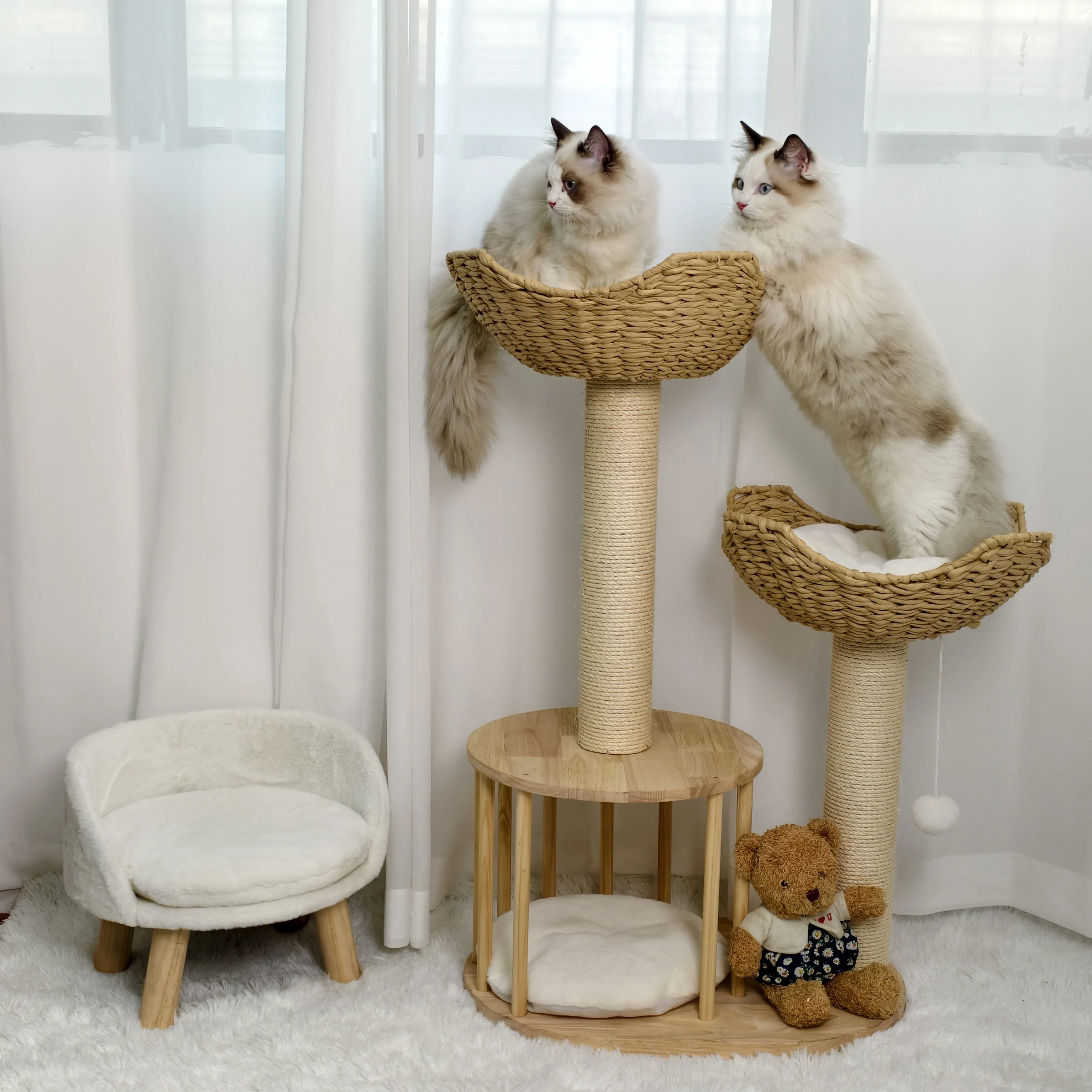 

Customizable Centre de tour d'activité d'arbre à chat à plusieurs niveaux de 99CM de haut avec coussin en peluche