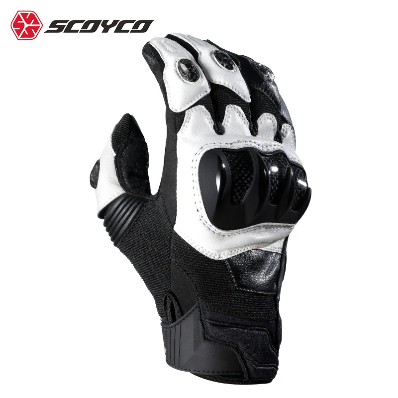 

SCOYCO Men's Four Seasons High-quality Wear-resistant Vintage Goatskin Leather Luva MTB Motorcycle Riding Gloves