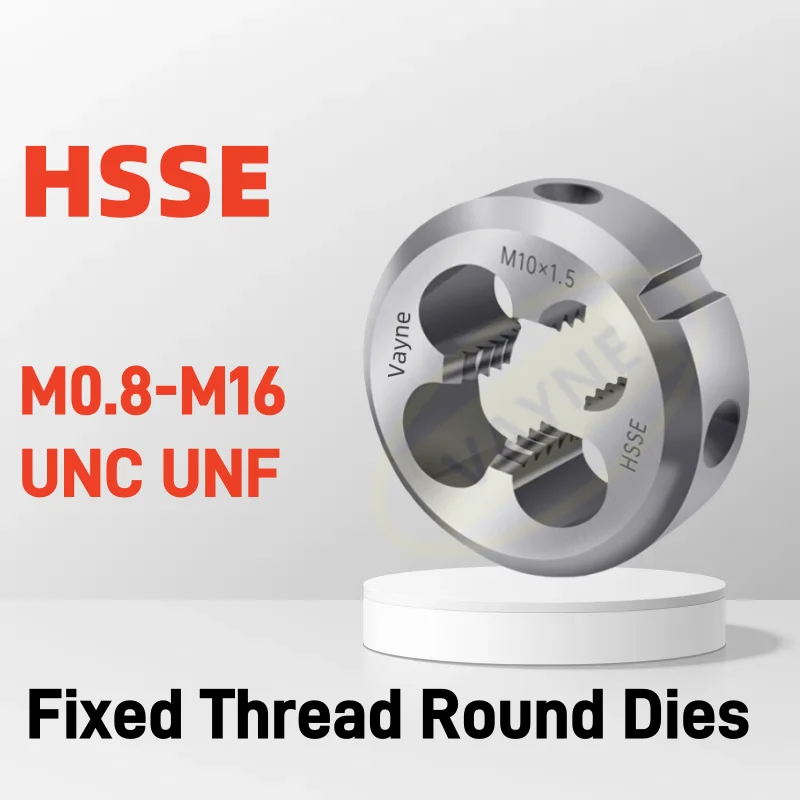 

HSSE Metric Fixed Round Die M0.8M0.9M2M3M4M5M6M8M10M12M14M16 UNC UNF 1/4 5/16 3/8 1/2 Thread Screw Unadjustable Threading Die
