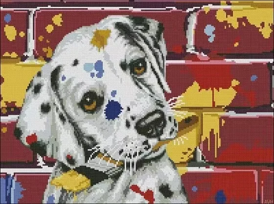 Cross Stitch Set Counted Cross Stitch Set,  Cross Stitch Kit  28ct 11ct 14ct 32ct Metallic aida 21- Spotted Dog Drawing 46-37