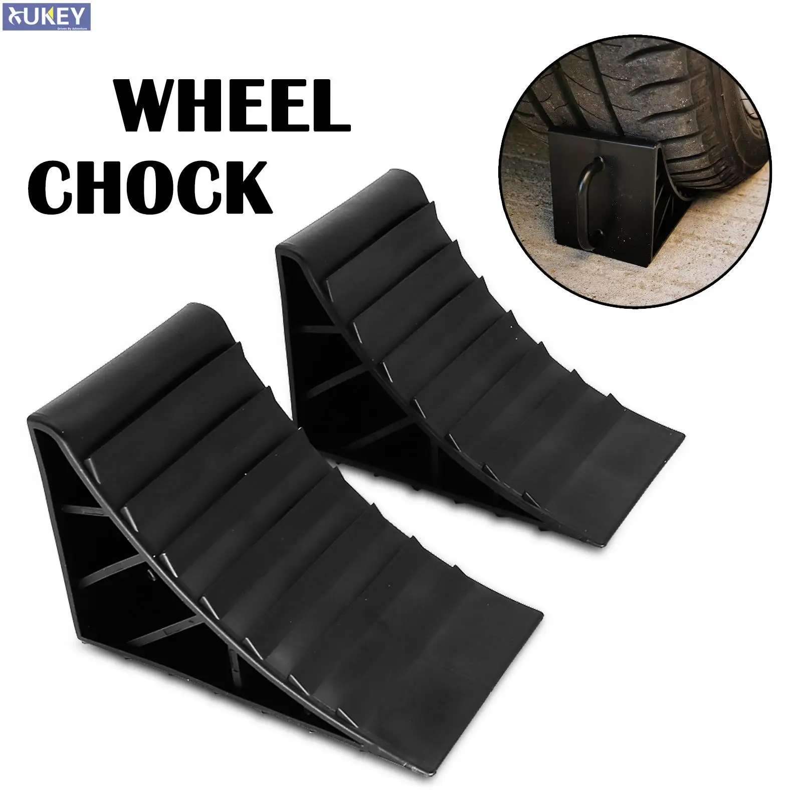 2PCS Wheel Chock Skid Resist Plastic High Strength Car Truck Stopper Control Wheel Anti-slip Block Tire Support Pad High Quality