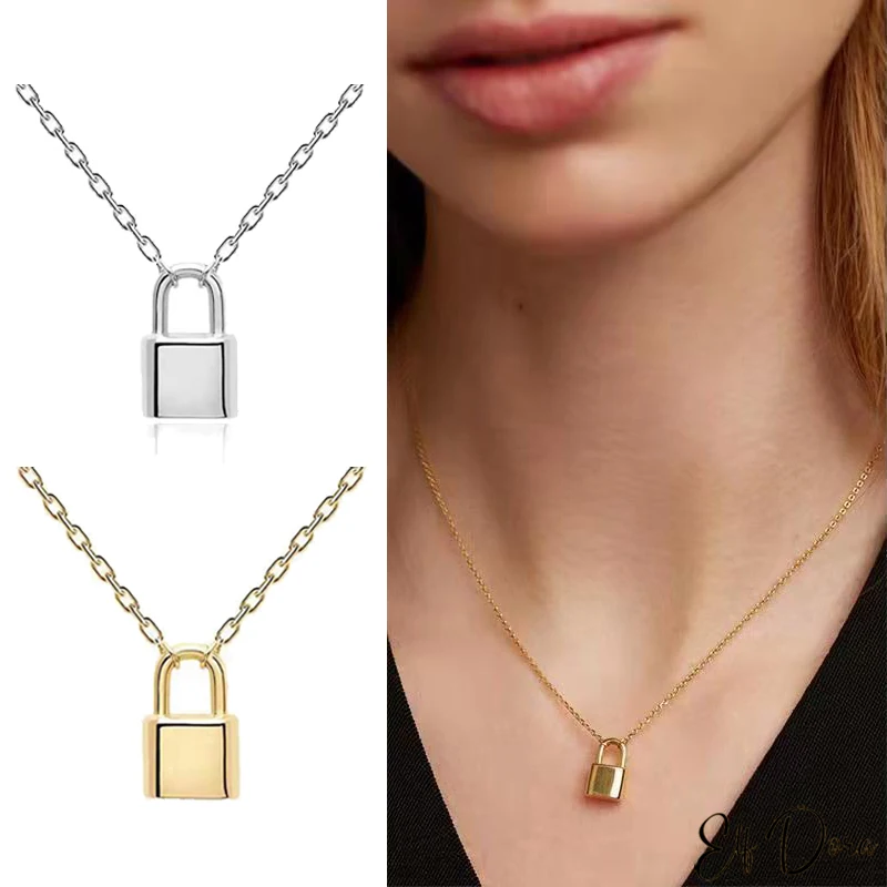 Hot Selling 925 Sterling Silver Light Luxury Fashion Lock Head Pendant Lock Bone Necklace Women's Jewelry Gift Party Gift
