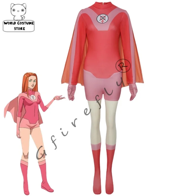 Anime Invincible Atom Eve Cosplay Fantasia Costume Disguise Adult Women Jumpsuit Cloak Outfits Female Halloween Carnival Suit